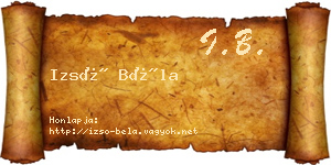 Izsó Béla névjegykártya